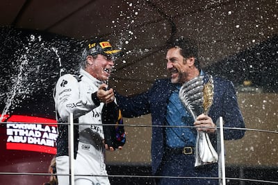Javier Bardem with Brad Pitt, the latter playing Sonny Hayes, a racing driver in F1 The Movie. Getty Images