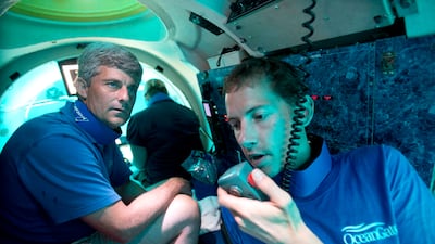 Stockton Rush, left, chief executive and co-founder of OceanGate, is missing on a submarine dive to view the Titanic. AP