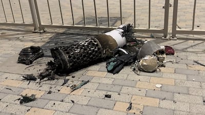 The remnants of an Iranian missile intercepted over Qatar. AFP