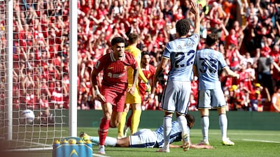 Luis Diaz scores the opening goal. EPA
