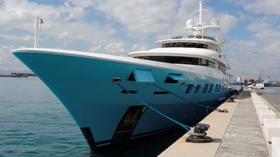 The 'Axioma' superyacht belonging to Russian oligarch Dmitrievich Pumpyansky, who is on the EU's list of sanctioned Russians, docked in Gibraltar during Russia's invasion of Ukraine. Reuters